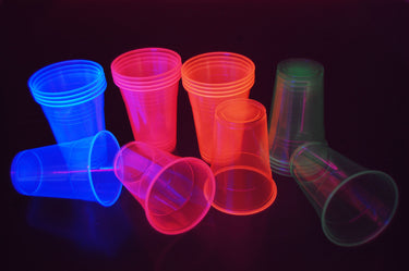 16oz Neon Assorted UV Blacklight Reactive Soft Plastic Glow Party Cups